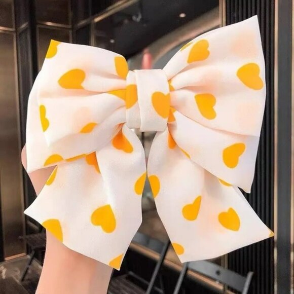 Oversized Hearts Bow French Barrette Hair Clip - Picture 2 of 14